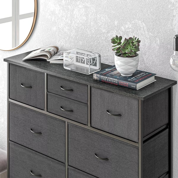 Byr&aring;, F&ouml;rlvaringssk&aring;p med 10 hopf&auml;llbara tygl&aring;dor, Modernt sideboard f&ouml;r vardagsrum, sovrum, st&aring;l, svart