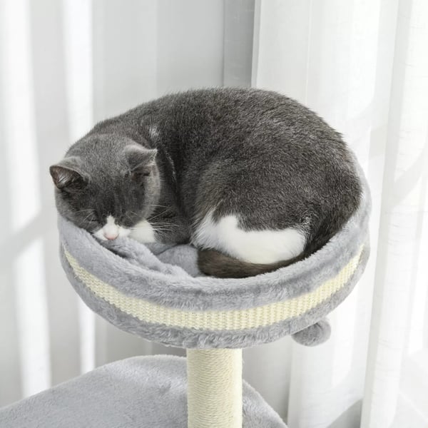 PawHut Kradsetrae, 100 cm, Grat Sisal Klatretrae med Seng, Pude og Legetbjsbold, Kattembbler til Sma Kattedyr. Maks. 5kg.