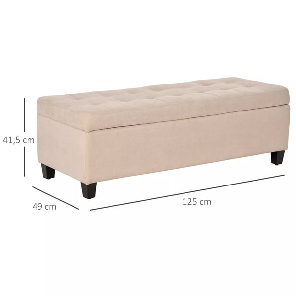 HOMCOM Verhoiltu Säilytyspenkki Pellava-look, Beige, Polyesteri, 125x49x41.5cm