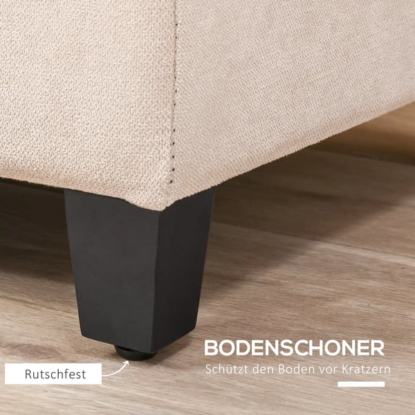 HOMCOM Verhoiltu Säilytyspenkki Pellava-look, Beige, Polyesteri, 125x49x41.5cm