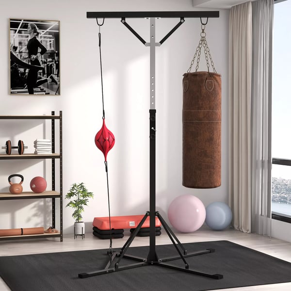 SPORTNOW Boksekrans Hjdejusterbar Stl Sort