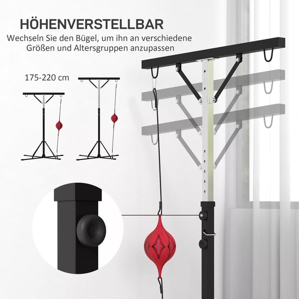 SPORTNOW Boksekrans Hjdejusterbar Stl Sort