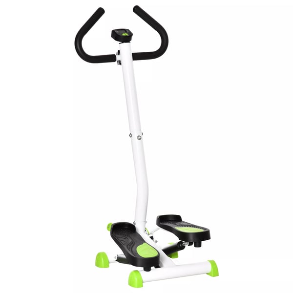 HOMCOM Fitness Swing Stepper LCD-näytöllä ja kahvalla, teräs/ABS, vihreä/musta, 100kg