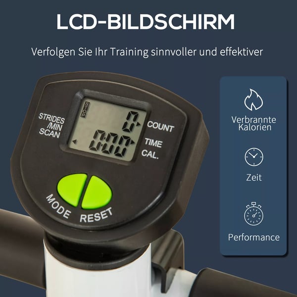HOMCOM Fitness Swing Stepper LCD-näytöllä ja kahvalla, teräs/ABS, vihreä/musta, 100kg
