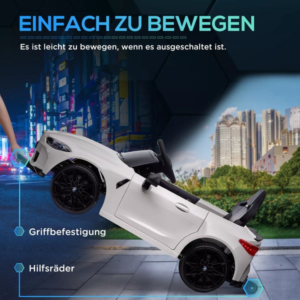 BMW M4 Elbil til Børn, 12V, Fjernbetjent, Affjedring, MP3, USB, LED Lys, Hvid