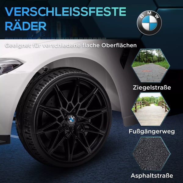 BMW M4 Elbil til Børn, 12V, Fjernbetjent, Affjedring, MP3, USB, LED Lys, Hvid