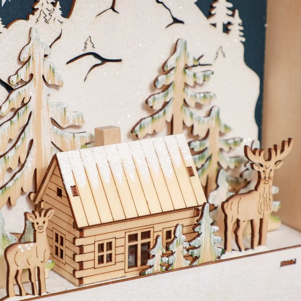HOMCOM Joulukalenteri LED-valoilla, 24 laatikkoa, punainen MDF, 34x34x7cm