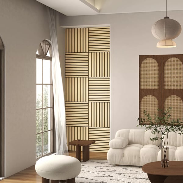 HOMCOM Akustikpaneler 4 stk. Eg, 60x60 cm MDF PET Vægpaneler til stue og kontor