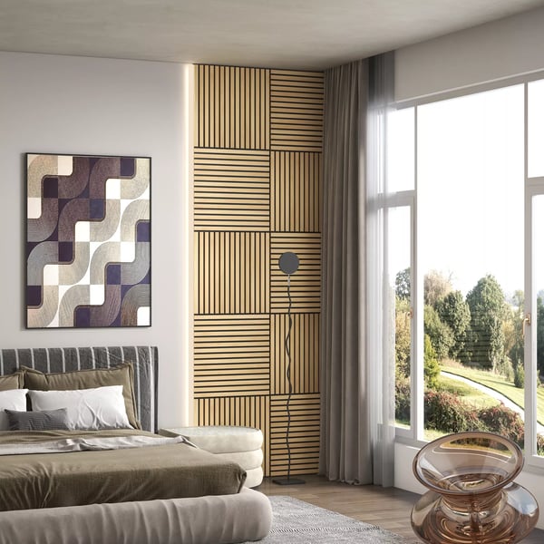 HOMCOM Akustikpaneler 4 stk. Eg, 60x60 cm MDF PET Vægpaneler til stue og kontor