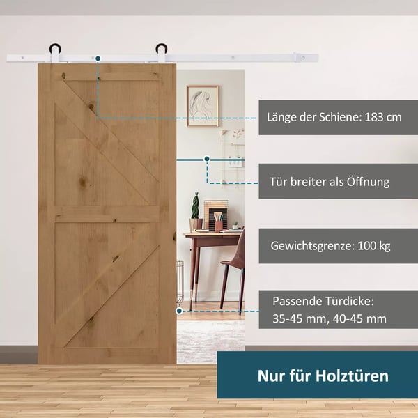 HOMCOM Skydedørssæt 183 cm Sæt i Kulfiberstål, Hvid