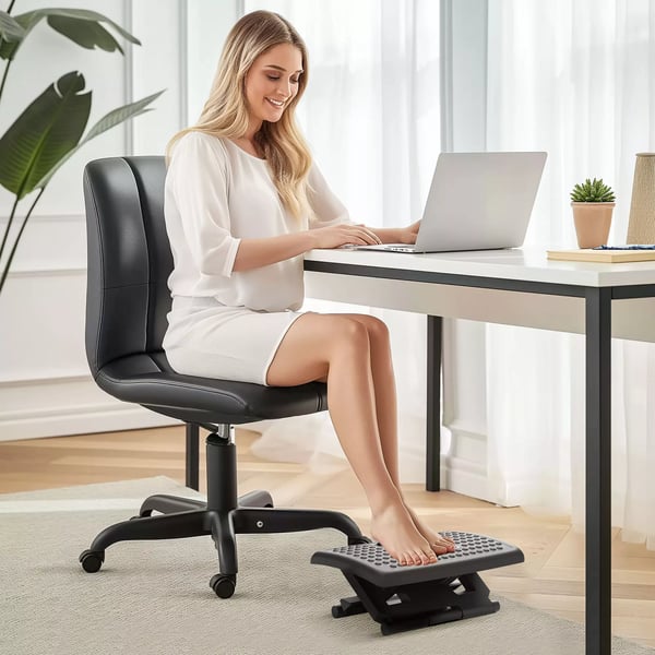 Ergonomisk Fodskammel - Justerbar Hfjde & Vinkel, ABS, Sort - Ideel til Hjemmekontoret