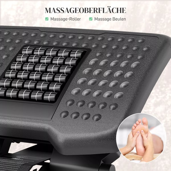 Ergonomisk Fodskammel - Justerbar Hfjde & Vinkel, ABS, Sort - Ideel til Hjemmekontoret