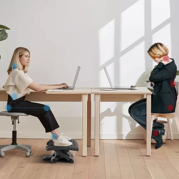 Ergonomisk Fodskammel - Justerbar Hfjde & Vinkel, ABS, Sort - Ideel til Hjemmekontoret