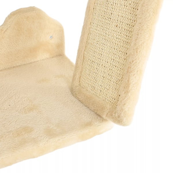 PawHut Vægmonteret Katsesæt, 3-delt Vogngemøbel med Kradsetræ, Siddepladser, Stige, Trin, Kradsebræt, til Katte op til 5 kg, Sisal, Beige