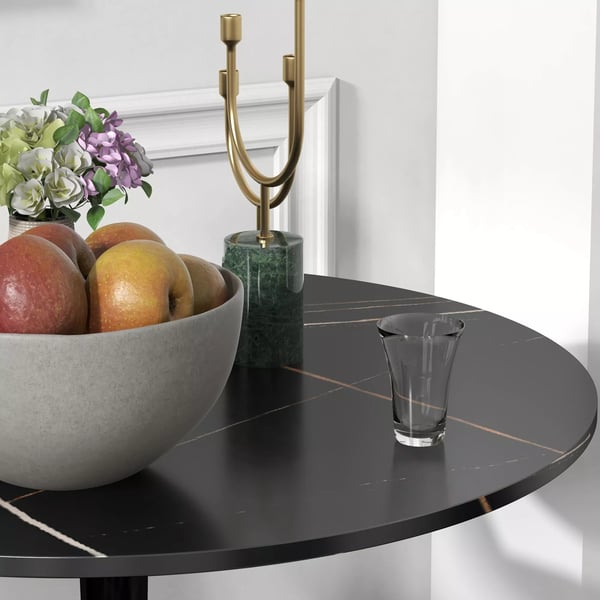 HOMCOM Rundt Spisebord Ø70 x 74 cm Sort MDF og Stål, Moderne Køkkenbord for 2 personer