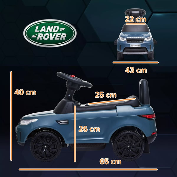 AIYAPLAY Land Rover Kinder Elbil 2 i 1 6V med Glidefunktion, Musik, Horn, Letblå Plast