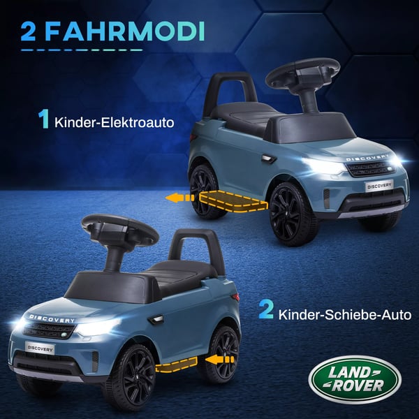 AIYAPLAY Land Rover Kinder Elbil 2 i 1 6V med Glidefunktion, Musik, Horn, Letblå Plast