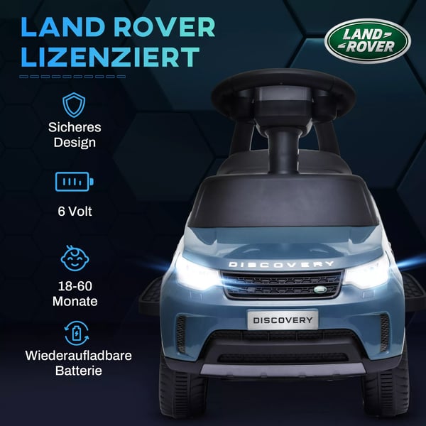 AIYAPLAY Land Rover Kinder Elbil 2 i 1 6V med Glidefunktion, Musik, Horn, Letblå Plast