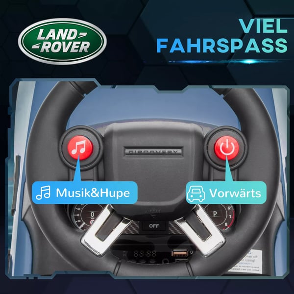 AIYAPLAY Land Rover Kinder Elbil 2 i 1 6V med Glidefunktion, Musik, Horn, Letblå Plast