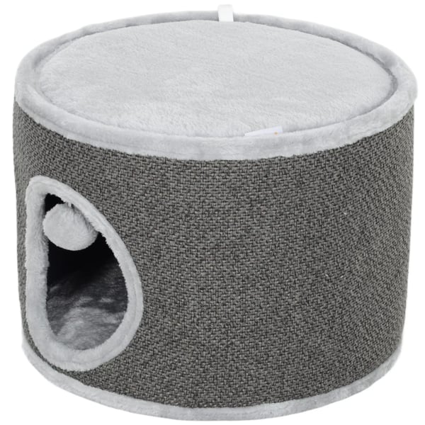PawHut raapimistynnyri, 30 cm korkea kissan luola, raapimispuu, sisalilla päällystetty kissantorni, alle 5 kg kissoille, tummanharmaa
