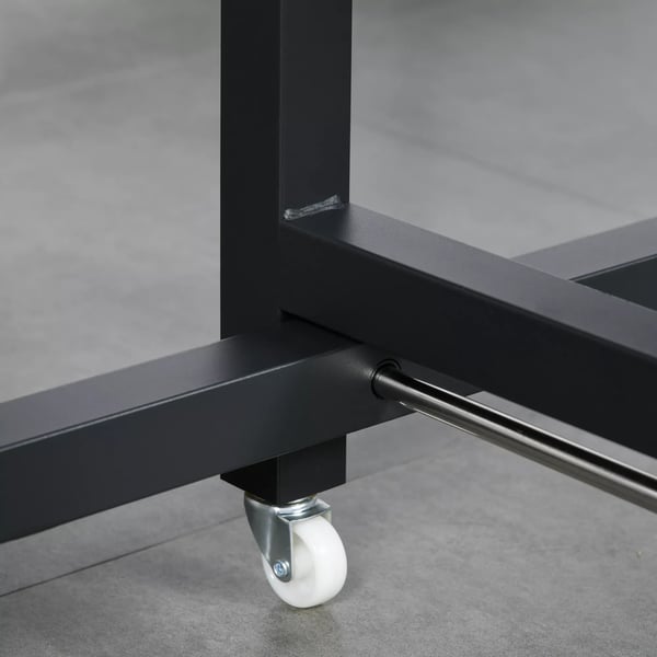 HOMCOM Udtræksbord til Køkken/Spisestue, Klapbord i Brun Trælook og Metal m. Hjul, 118x70x76,5 cm