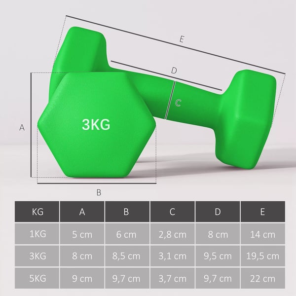 SPORTNOW Håndvægte Sæt: 6 Vægte (2x1kg, 2x3kg, 2x5kg) m. Sammenklappelig Stativ - Metal/Plastik, Grå/Grøn/Sort