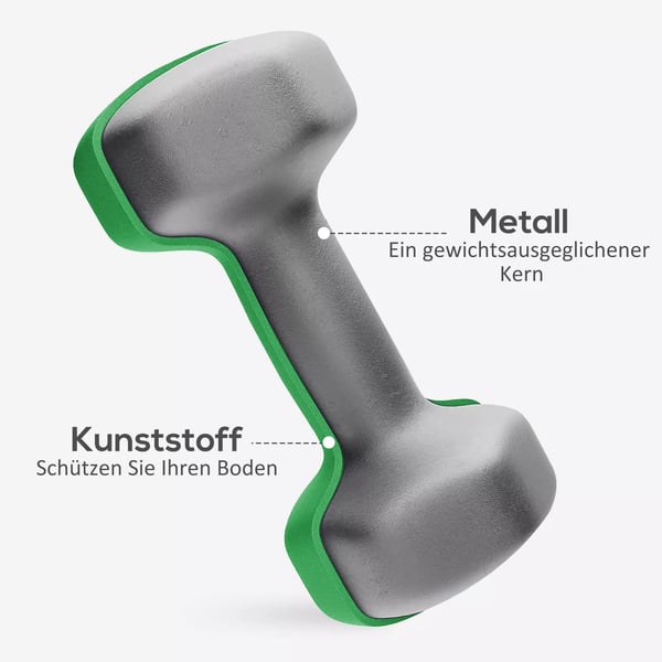 SPORTNOW Håndvægte Sæt: 6 Vægte (2x1kg, 2x3kg, 2x5kg) m. Sammenklappelig Stativ - Metal/Plastik, Grå/Grøn/Sort