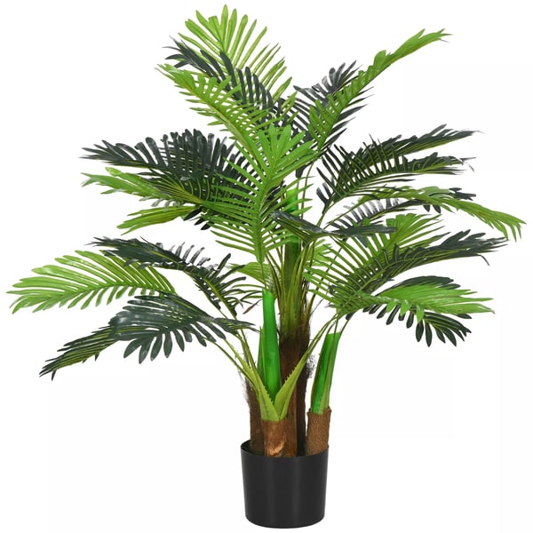 HOMCOM Kunstig Palme, 100cm, 27 blade, grøn, kunstplante til indendørs/udendørs brug