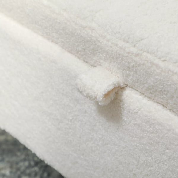 HOMCOM förvaringsbänk i plyschsammet, vit polyester, 114x47x46,5 cm