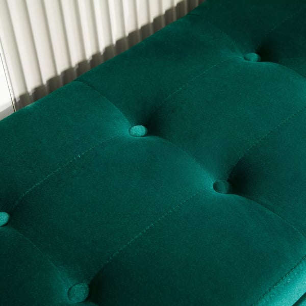 HOMCOM luksus-bænk, polstret bænk med opbevaring, armlæn, kistebænk, fløjlslignende polyester, gummitræ, grøn, 107 x 42 x 65 cm