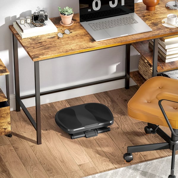 HOMCOM Justerbar Fodskammel til Skrivebord - Ergonomisk, 3 Højdeniveauer, Vippefunktion, Plastik, Grå