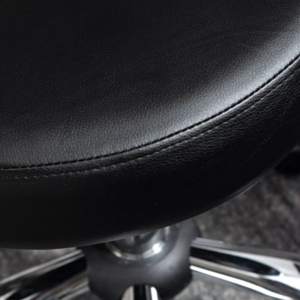 HOMCOM Rullehængekøje - Drejelig Arbejdshammer 360° - Højdejusterbart Sæde 49-64 cm, Ergonomisk Ryglæn - Forkromet Metal med Sort Kunstlæderbetræk