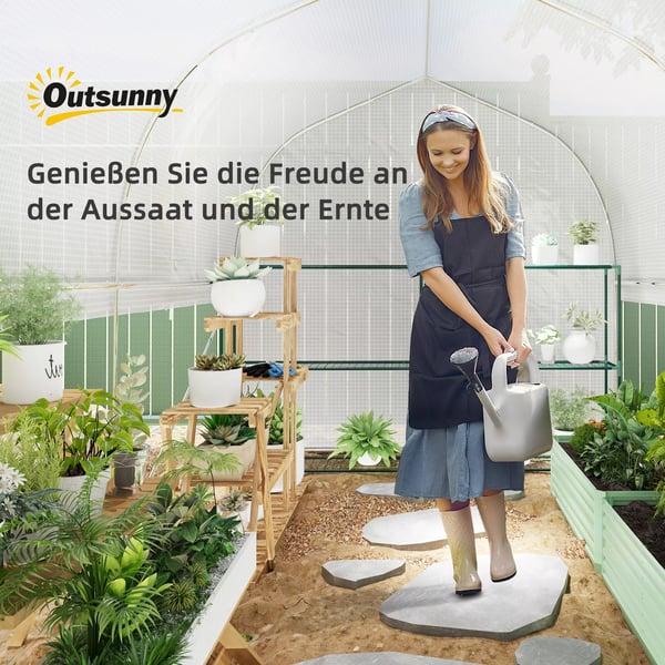 Outsunny Drivhus Tunnel 3x2x2m Hvid PP/Galvaniseret Stål med 4 Vinduer og Dør, UV-resistent Folie, Luftig Ventilation, Ideel til Haver