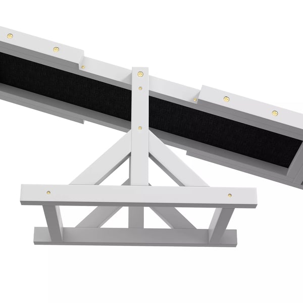 PawHut Hundevipper i Tømmer, Agility Rampe til Hunde, Skridsikker, Max 50 kg, Hvid, 180x30x30 cm