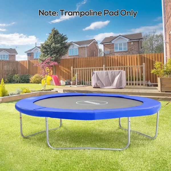 HOMCOM Trampolintilbehørssæt, kantbeskyttelse, sikkerhedsnet, overtræk, stige, til 8ft-15ft, Ø 244cm, blå