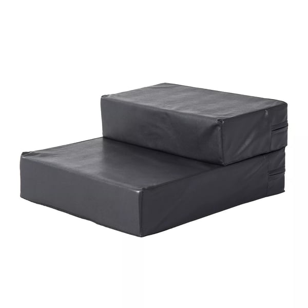 PawHut Foldbar Kæledyrstrappe med 2 Trin, Hundetrappe til Ældre Hunde og Katte, Sort PU Læder og Skum, L45xB39xH20cm