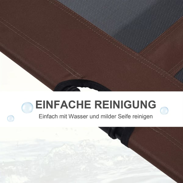 PawHut Forhøjet Hundeseng til Udendørs Brug - Brun/Kaffe - 92x76x18cm - Metalrør & Oxford Stof