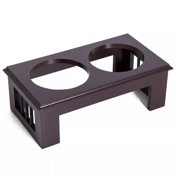 Hævet Hundeskål Sæt med 2 Skåle i Rustfrit Stål, Espresso MDF, 44x24x15cm