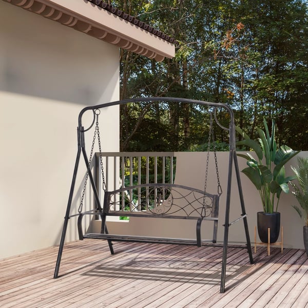 Outsunny havesving til 2 personer, Hollywood-sving, svingbænk, metal, bronze, 167 x 123 x 175 cm