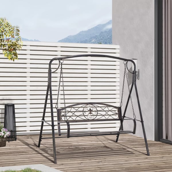 Outsunny havesving til 2 personer, Hollywood-sving, svingbænk, metal, bronze, 167 x 123 x 175 cm