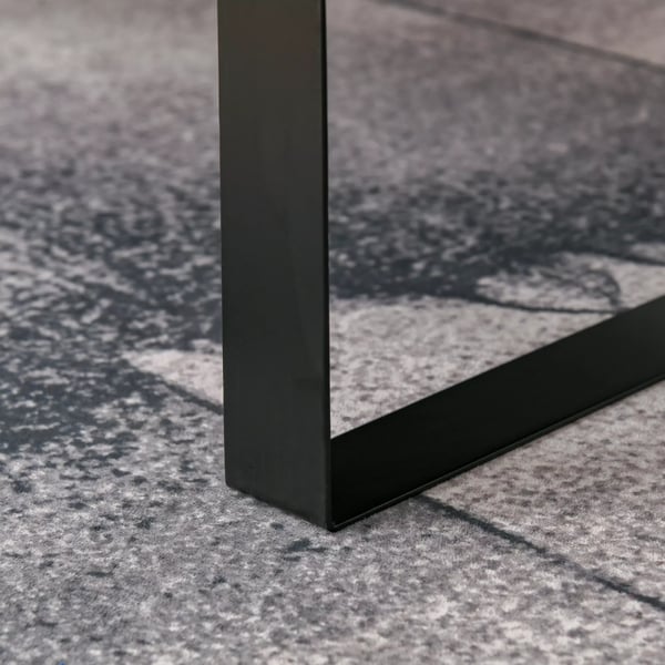 HOMCOM Sofabord med Skuffe og Hylder, Merkgra, Tre og Metal, 110x60x40cm