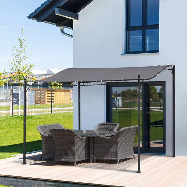 Outsunny Pergola puutarhapaviljonki paviljonki katos teltta metalli harmaa 297x297cm