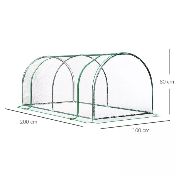 Outsunny Drivhus med dør, tidlig bed, planteavl, stål PVC, 200x100x80cm