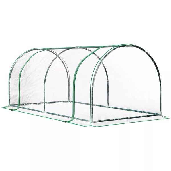 Folieväxthus Mini Växthus för utomhusbruk, med fönster, 200x100x80cm, Transparent/Grön