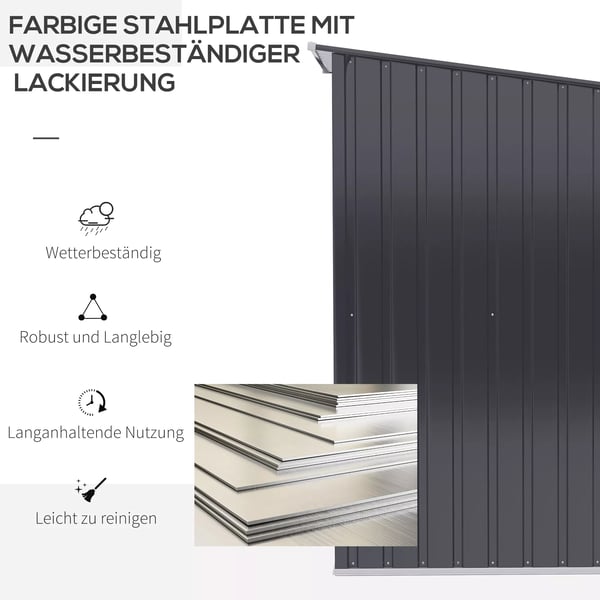 Outsunny Metal Havehus (100x103x160cm), Mørkegrå - Galvaniseret Stål Værktøjsskur