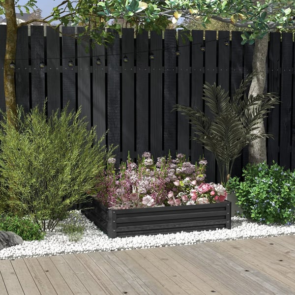 Outsunny højbed i stål, blomsterkasse, plantekasse, grøntsagsbed til have, terrasse & altan, grå, 120x120x30 cm