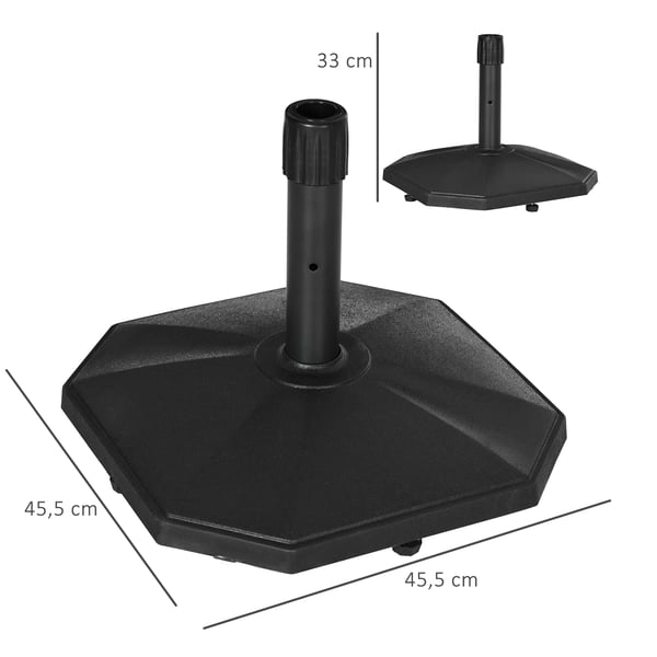 Outsunny Parasolfod 22kg Sort PE/Cement til Parasolstænger Ø32/34/38mm, Stabil Haveparasolholder