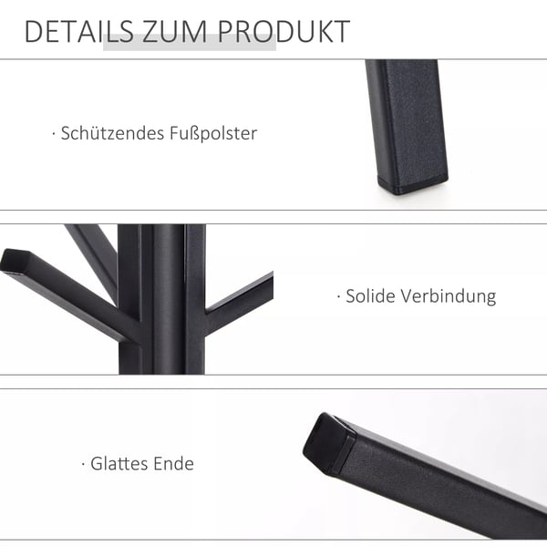 HOMCOM Garderobestativ - Stående Garderobe med 8 Kroge og Hylde, Metal/MDF, Brun, 45x45x180cm