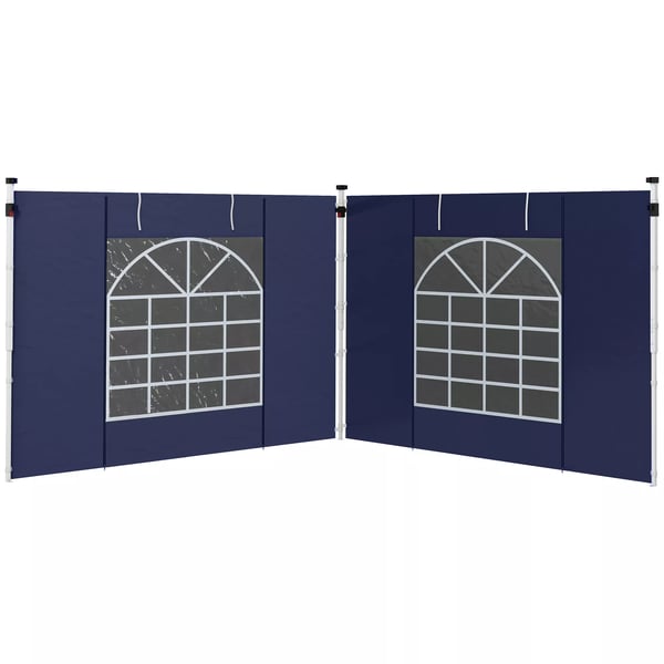 Outsunny 2 sidepaneler sidevægge til 3 x 3/ 3 x 6 m pavillon, sidepresenninger med vindue, dør, erstatningsvægge til partytelt, Oxford, blå