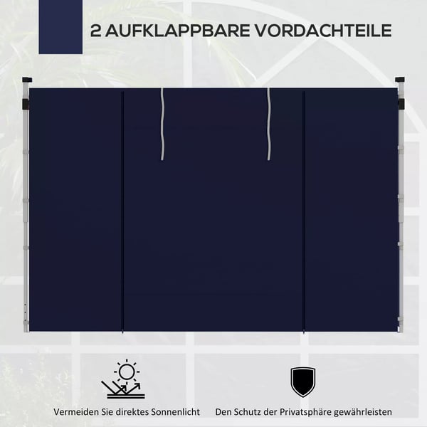 Outsunny 2 sidepaneler sidevægge til 3 x 3/ 3 x 6 m pavillon, sidepresenninger med vindue, dør, erstatningsvægge til partytelt, Oxford, blå